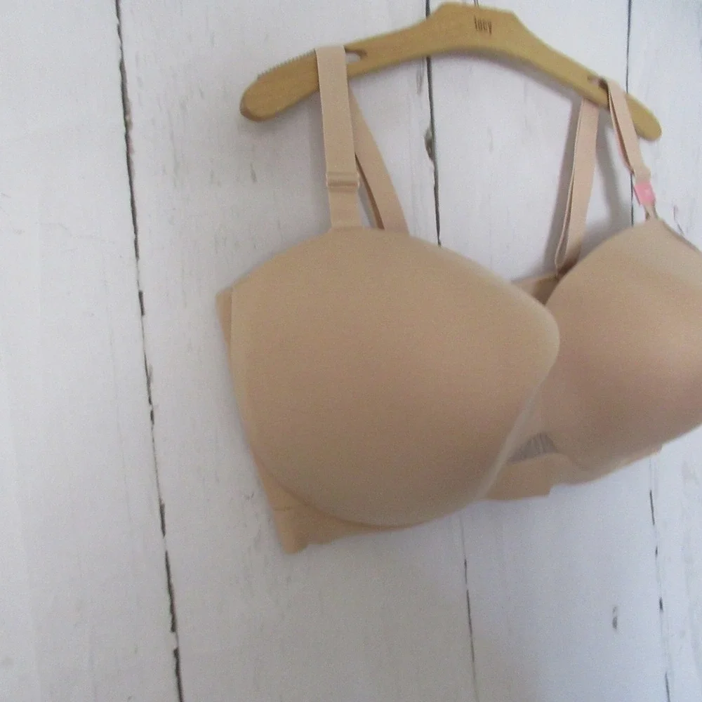 New Cacique Bra 42J Beige Lightly Lined Multi Way Strapless Underwire Plus Size